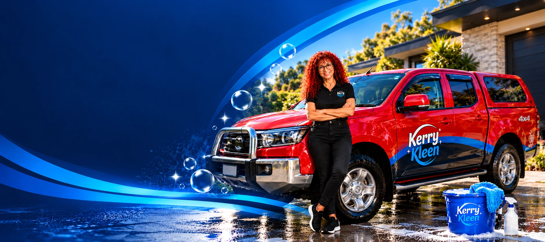 Kerrie Egan of Kerry Kleen with the branded red service vehicle